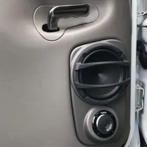 Rear Door Custom Speaker Pods for the 2000-2006 Cadillac Escalade Chevrolet Avalanche Silverado Tahoe Suburban GMC Sierra Yukon to hold 6.5 in and 3.5 in  speakers for car audio installation upgrade