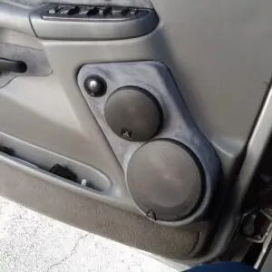 Front Door Custom Speaker Pods for the 2000-2006 Cadillac Escalade Chevrolet Avalanche Silverado Tahoe Suburban GMC Sierra Yukon to hold 6.5 in and 4.0 in and 2.0 in  speakers for car audio installation upgrade