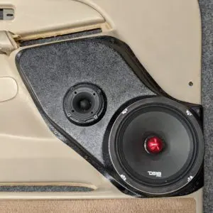 center ortho Speaker Upgrade for the Front Door of your 2000-2006 Chevrolet Tahoe, Suburban, Avalanche, Silverado. GMC Yukon, Sierra. Cadillac Escalade. Easy installation of a 8" and 3.5" Super Tweeter for the most powerful car stereo possible.