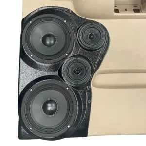 Rear Door Custom Speaker Pods for the 2007-2009 Chevrolet Silverado GMC Sierra to hold Dual 6.5 in and Dual 3.5 in  speakers for car audio installation upgrade