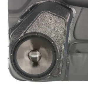Front Door Custom Speaker Pods for the 2007-2009 Chevrolet Avalanche Silverado Suburban Tahoe GMC Sierra Yukon to hold 10.0 in  speakers for car audio installation upgrade