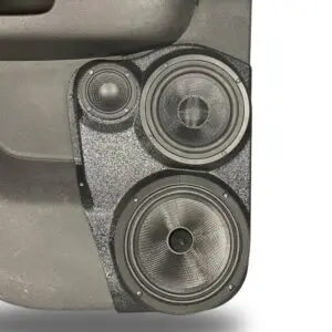 Rear Door Custom Speaker Pods for the 2007-2009 Cadillac Escalade Chevrolet Avalanche Tahoe Silverado Suburban GMC Yukon Sierra to hold 8.0 in and 6.5 in and 3.5 in  speakers for car audio installation upgrade