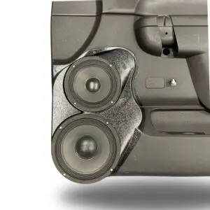 Front Door Custom Speaker Pods for the 2010-2013 Chevrolet Silverado GMC Sierra to hold 8.0 in and 6.5 in speakers for car audio installation upgrade