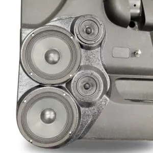 Front Door Custom Speaker Pods for the 2010-2013 Chevrolet Silverado GMC Sierra to hold Dual 6.5 in and Dual 3.5 in speakers for car audio installation upgrade