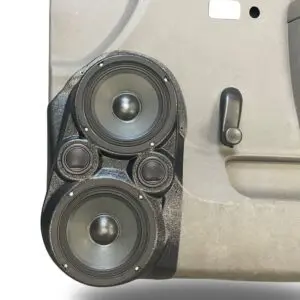 Front Door Custom Speaker Pods for the 2010-2013 Chevrolet Silverado GMC Sierra to hold Dual 6.5 in and Dual 2.0 in speakers for car audio installation upgrade
