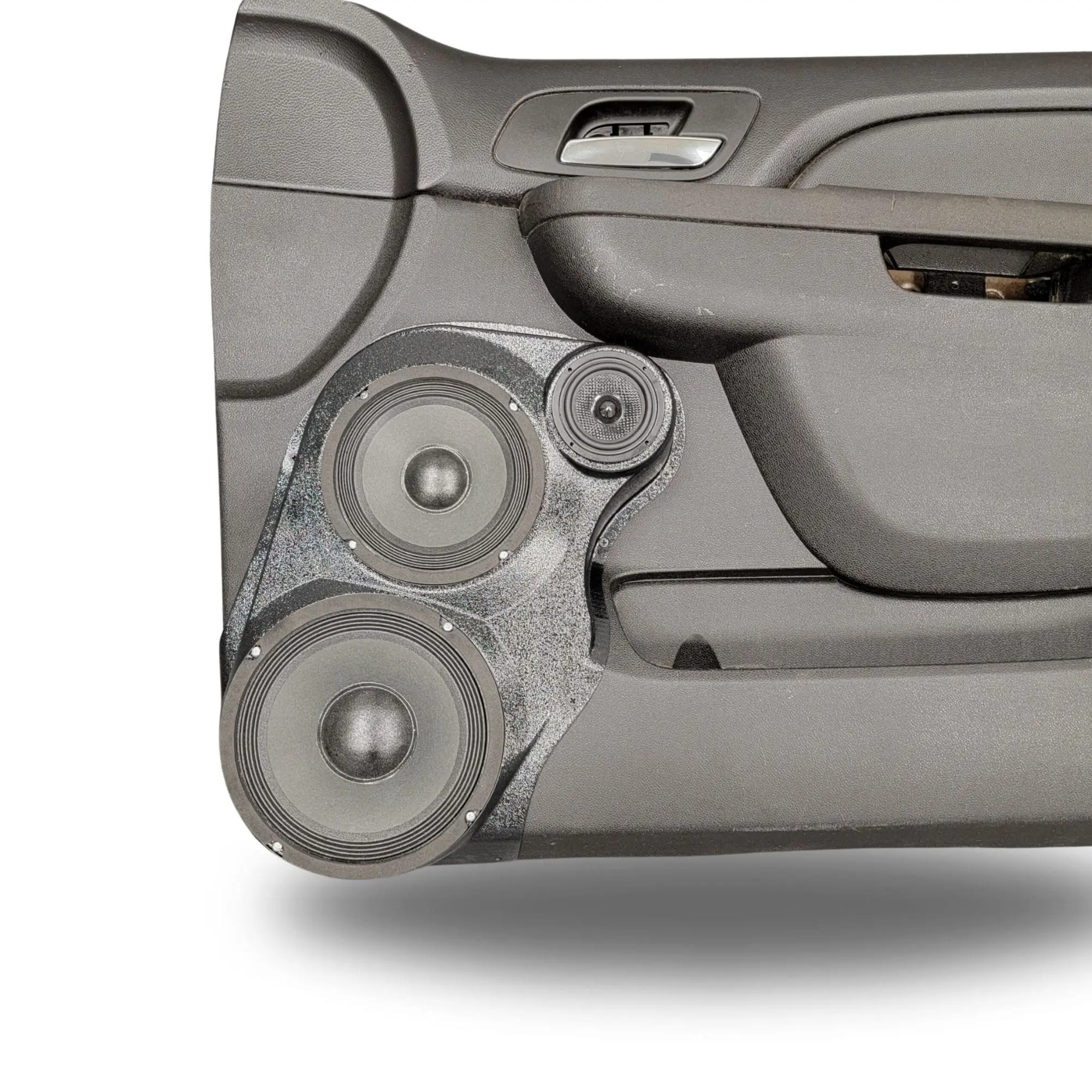 Front Door 8.0 in and 6.5 in and 3.5 in Speaker Pods for 2007-2009 Cadillac Escalade Chevrolet Avalanche Tahoe Silverado Suburban GMC Yukon Sierra Front Door Custom Speaker Pods for the 2007-2009 Cadillac Escalade Chevrolet Avalanche Tahoe Silverado Suburban GMC Yukon Sierra to hold 8.0 in and 6.5 in and 3.5 in speakers for car audio installation upgrade