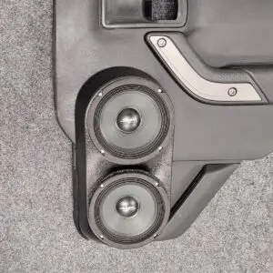 Rear Door Custom Speaker Pods for the 2011-2017 Jeep Wrangler to hold Dual 6.5 in  speakers for car audio installation upgrade