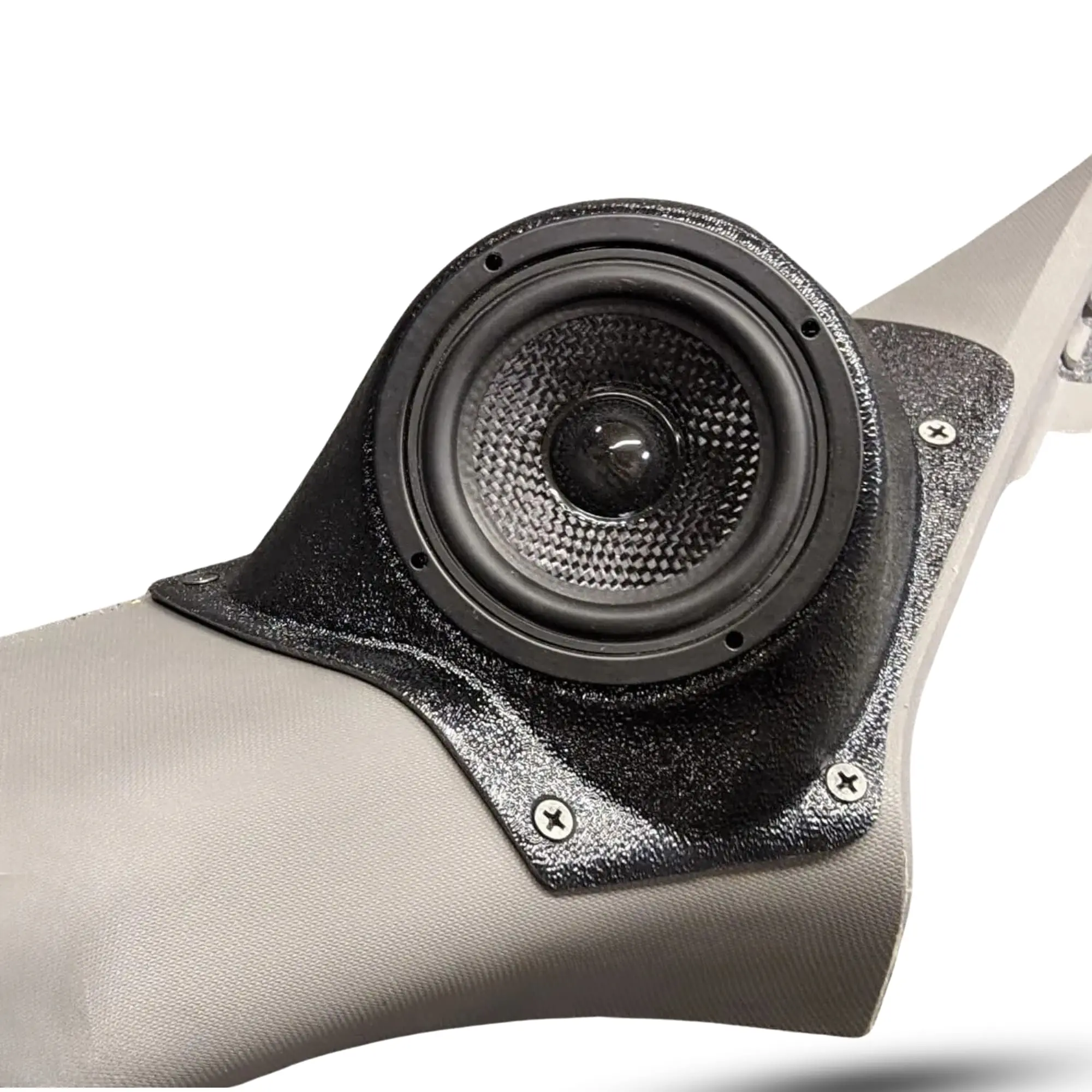 A-Pillar 3.5 in Speaker Pods for 2015-2020 Ford F-150 F-250F-350 A-Pillar Custom Speaker Pods for the 2015-2020 Ford F-150 F-250F-350 to hold 3.5 in speakers for car audio installation upgrade