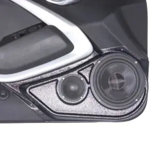 Front Door Custom Speaker Pods for the 2016-2024 Chevrolet Camaro to hold 6.5 in and 3.5 in  speakers for car audio installation upgrade