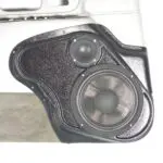 Front Door Custom Speaker Pods for the 1998-2002 Lincoln Towncar to hold 8.0 in and 3.5 in speakers for car audio installation upgrade