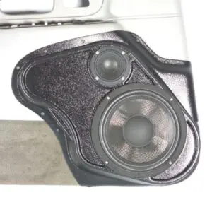 Front Door Custom Speaker Pods for the 1998-2002 Lincoln Towncar to hold 8.0 in and 3.5 in  speakers for car audio installation upgrade