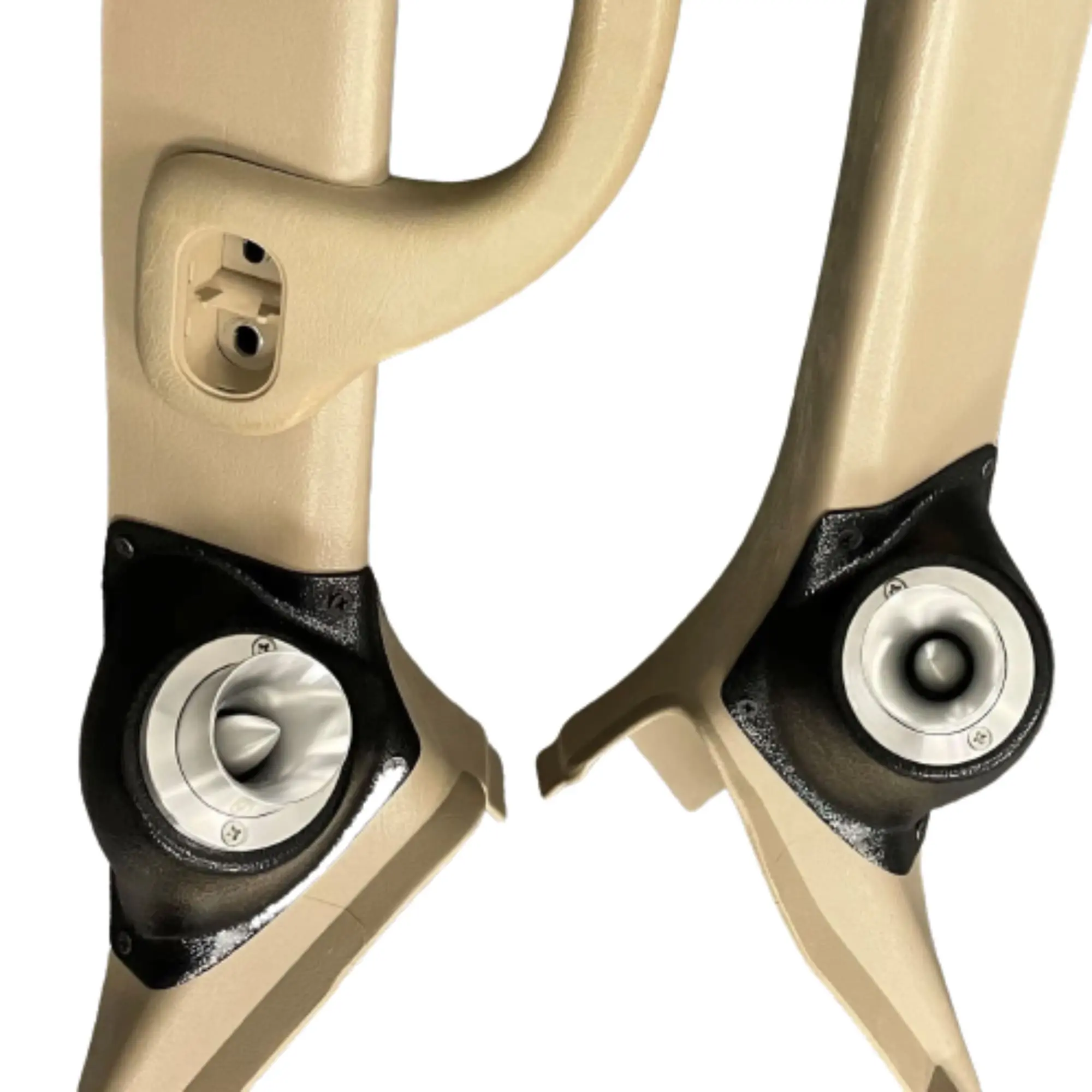 A-Pillar 2.0 in Speaker Pods for 1999-2007 Ford F-250F-350 A-Pillar Custom Speaker Pods for the 1999-2007 Ford F-250F-350 to hold 2.0 in speakers for car audio installation upgrade