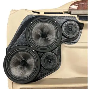 Front Door Custom Speaker Pods for the 1999-2007 Ford Excursion F-250F-350 to hold Dual 8.0 in and Dual 3.5 in  speakers for car audio installation upgrade