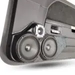 Front Door Custom Speaker Pods for the 2008-2014 Dodge Challenger to hold Dual 6.5 in and 3.5 in speakers for car audio installation upgrade