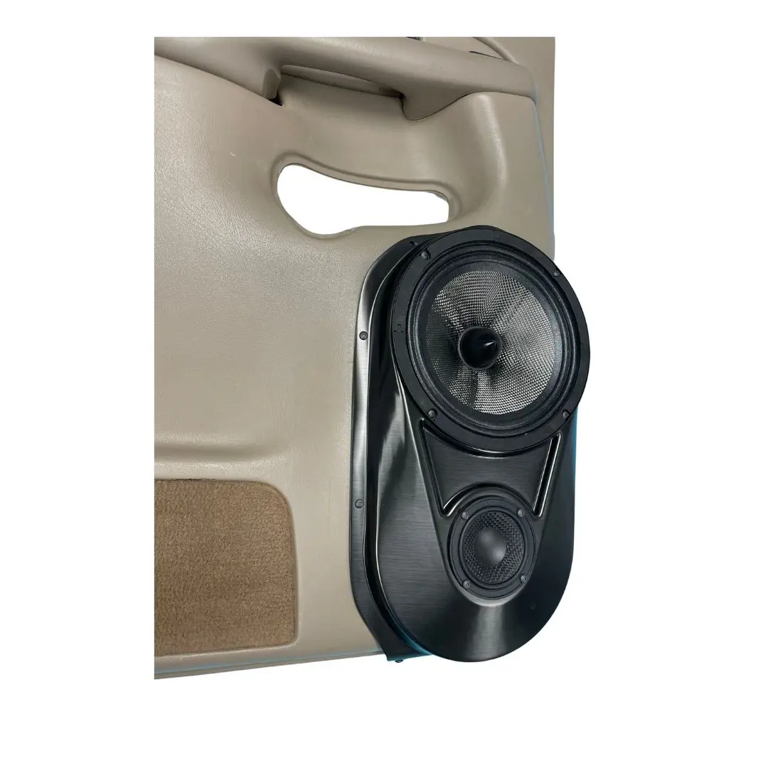 Custom Speaker Pods 8" and 3.5" Super Tweeter Speaker Pods for 2000-2006 Chevrolet Tahoe, Suburban, Avalanche, Silverado. GMC Yukon, Sierra. Cadillac Escalade left ortho Speaker Upgrade for the Rear Door of your 2000-2006 Chevrolet Tahoe, Suburban, Avalanche, Silverado. GMC Yukon, Sierra. Cadillac Escalade. Easy installation of a 8" and 3.5" Super Tweeter for the most powerful car stereo possible.
