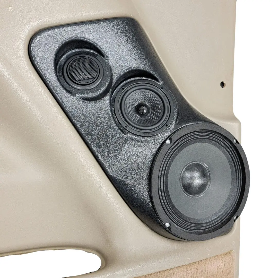 Front Door 6.5 in and 3.5 in and 2.0 in Speaker Pods for 2000-2006 Cadillac Escalade Chevrolet Avalanche Silverado Tahoe Suburban GMC Sierra Yukon Front Door Custom Speaker Pods for the 2000-2006 Cadillac Escalade Chevrolet Avalanche Silverado Tahoe Suburban GMC Sierra Yukon to hold 6.5 in and 3.5 in and 2.0 in speakers for car audio installation upgrade