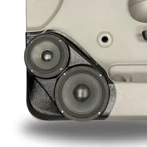 Front Door Custom Speaker Pods for the 2007-2009 Chevrolet Silverado GMC Sierra to hold 8.0 in and 6.5 in speakers for car audio installation upgrade