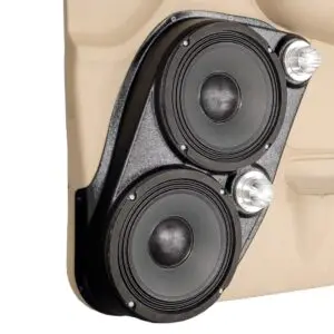 Front Door Custom Speaker Pods for the 2007-2009 Cadillac Escalade Chevrolet Avalanche Tahoe Silverado Suburban GMC Yukon Sierra to hold Dual 8.0 in and Dual 2.0 in  speakers for car audio installation upgrade