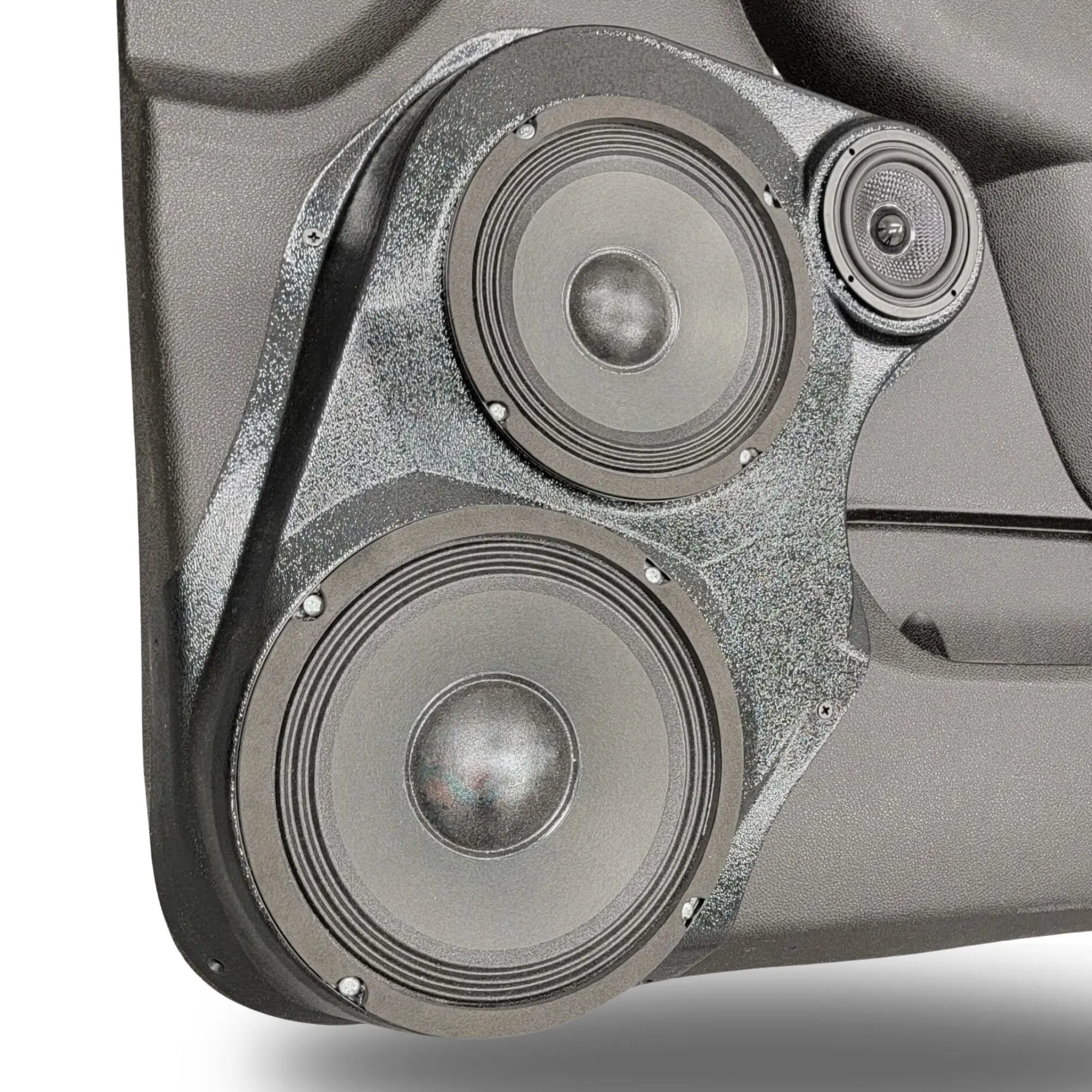 Front Door 8.0 in and 6.5 in and 3.5 in Speaker Pods for 2007-2009 Cadillac Escalade Chevrolet Avalanche Tahoe Silverado Suburban GMC Yukon Sierra Front Door Custom Speaker Pods for the 2007-2009 Cadillac Escalade Chevrolet Avalanche Tahoe Silverado Suburban GMC Yukon Sierra to hold 8.0 in and 6.5 in and 3.5 in speakers for car audio installation upgrade