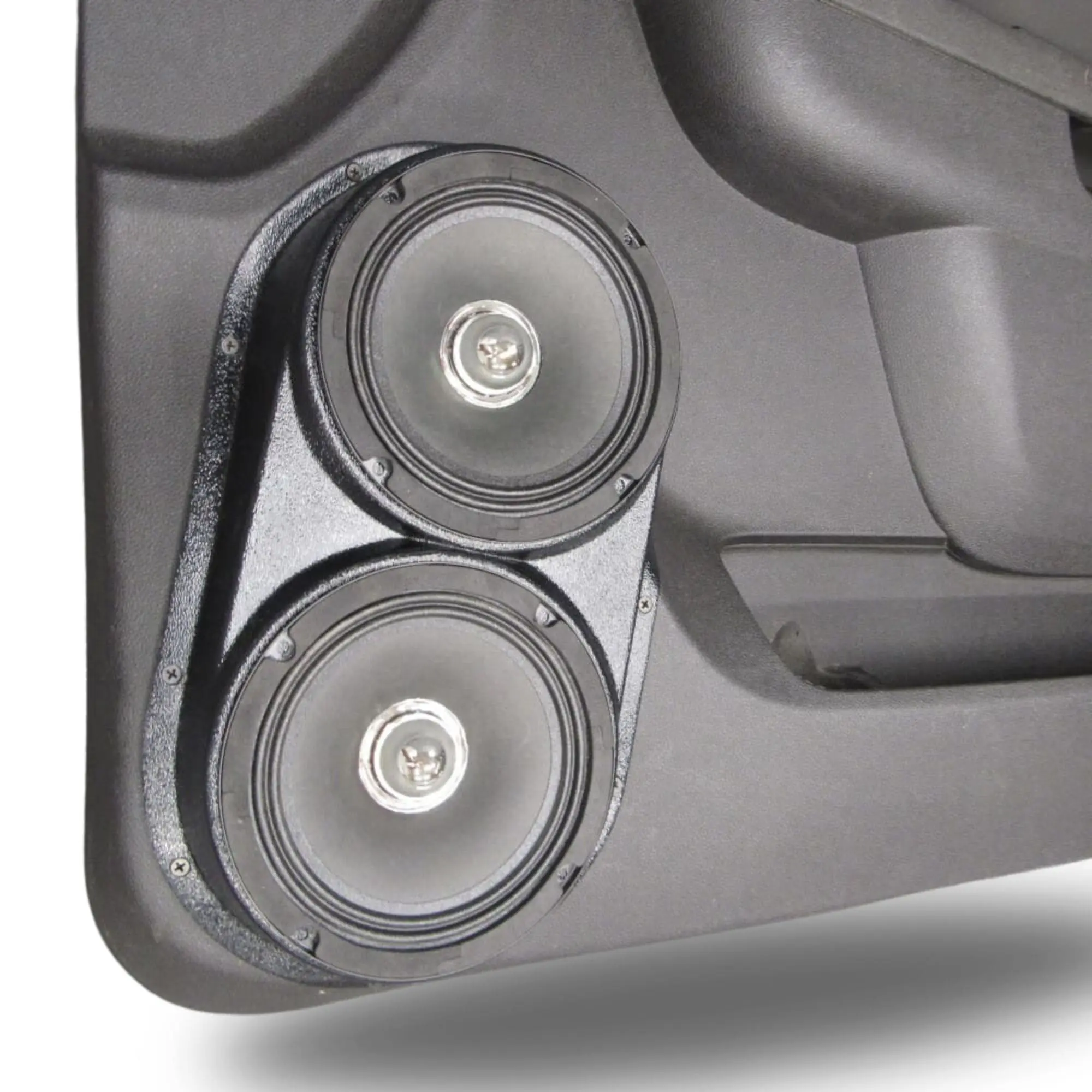 Front Door Dual 6.5 in Speaker Pods for 2007-2009 Cadillac Escalade Chevrolet Avalanche Tahoe Silverado Suburban GMC Yukon Sierra Front Door Custom Speaker Pods for the 2007-2009 Cadillac Escalade Chevrolet Avalanche Tahoe Silverado Suburban GMC Yukon Sierra to hold Dual 6.5 in speakers for car audio installation upgrade