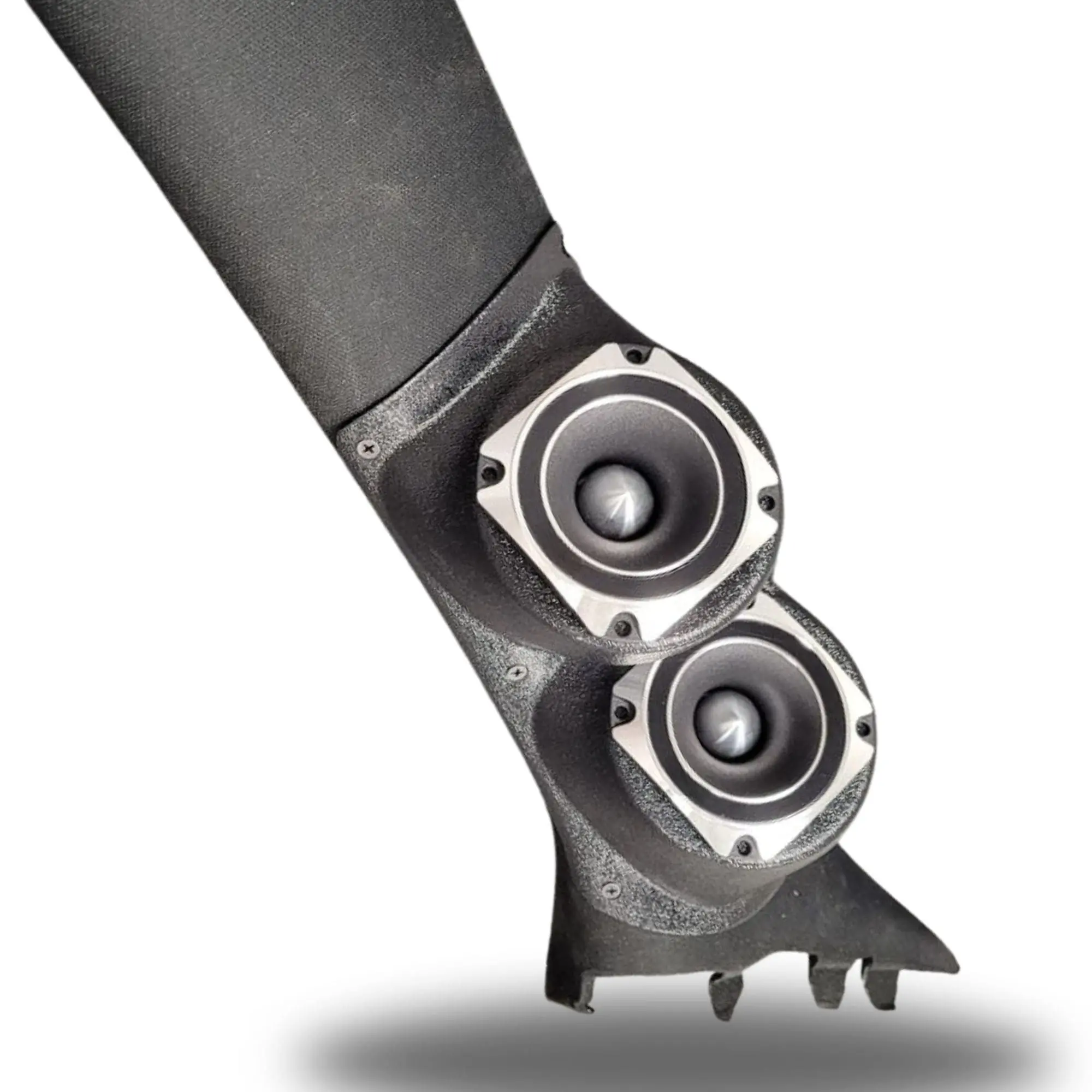 A-Pillar Dual 3.5 in Speaker Pods for 2011-2023 Chrysler 300C Dodge Charger A-Pillar Custom Speaker Pods for the 2011-2023 Chrysler 300C Dodge Charger to hold Dual 3.5 in speakers for car audio installation upgrade