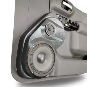 Front Door Custom Speaker Pods for the 2019-2023 Chevrolet Silverado GMC Sierra to hold 8.0 in and 3.5 in  speakers for car audio installation upgrade