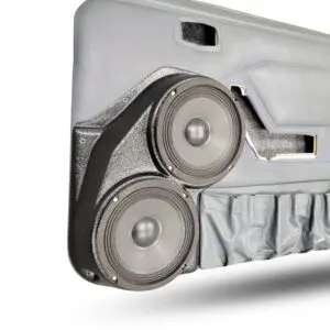 Front Door Custom Speaker Pods for the 1987-1993 Ford Mustang to hold Dual 6.5 in  speakers for car audio installation upgrade