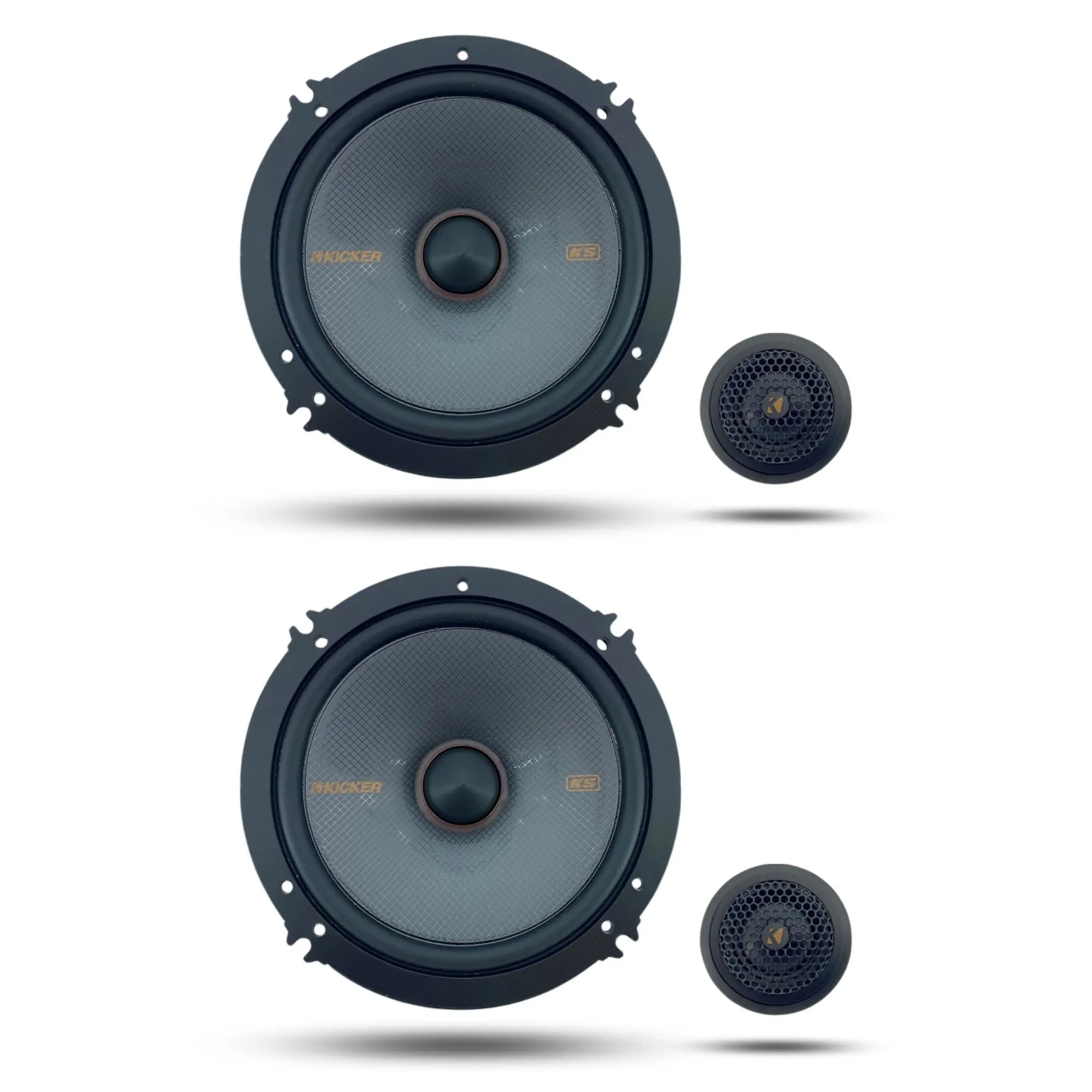 Pair of 6.5" Kicker Component Speaker System with 1" Tweeters and Crossovers, 125w-250w, 4-Ohm (KSS6504)
