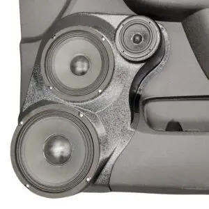 Front Door Custom Speaker Pods for the 2007-2009 Cadillac Escalade Chevrolet Avalanche Tahoe Silverado Suburban GMC Yukon Sierra to hold 8.0 in and 6.5 in and 3.5 in  speakers for car audio installation upgrade
