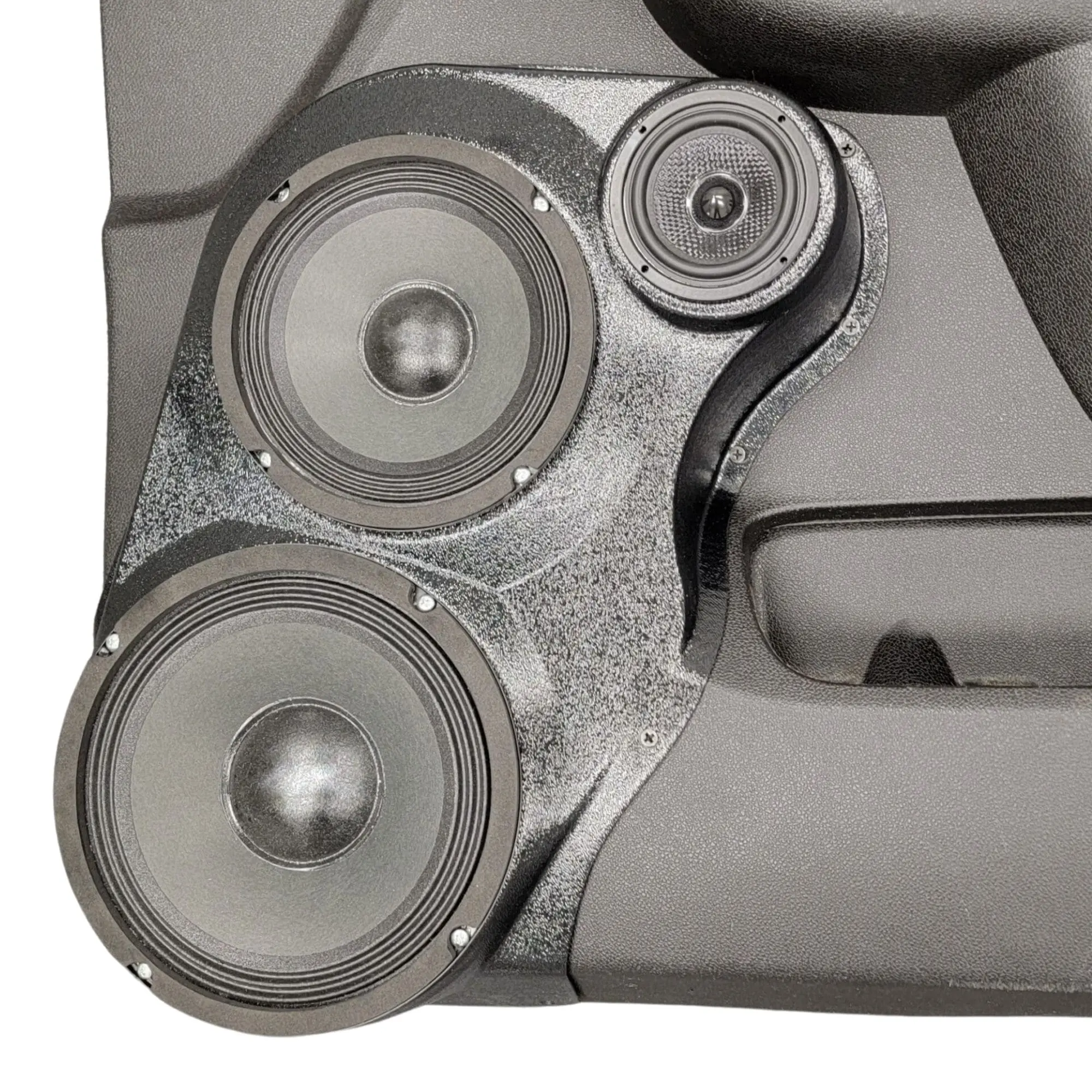 Front Door 8.0 in and 6.5 in and 3.5 in Speaker Pods for 2007-2009 Cadillac Escalade Chevrolet Avalanche Tahoe Silverado Suburban GMC Yukon Sierra Front Door Custom Speaker Pods for the 2007-2009 Cadillac Escalade Chevrolet Avalanche Tahoe Silverado Suburban GMC Yukon Sierra to hold 8.0 in and 6.5 in and 3.5 in speakers for car audio installation upgrade