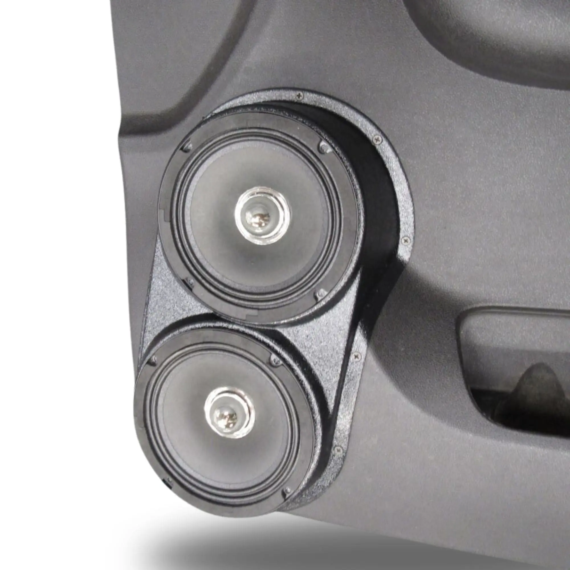Front Door Dual 6.5 in Speaker Pods for 2007-2009 Cadillac Escalade Chevrolet Avalanche Tahoe Silverado Suburban GMC Yukon Sierra Front Door Custom Speaker Pods for the 2007-2009 Cadillac Escalade Chevrolet Avalanche Tahoe Silverado Suburban GMC Yukon Sierra to hold Dual 6.5 in speakers for car audio installation upgrade