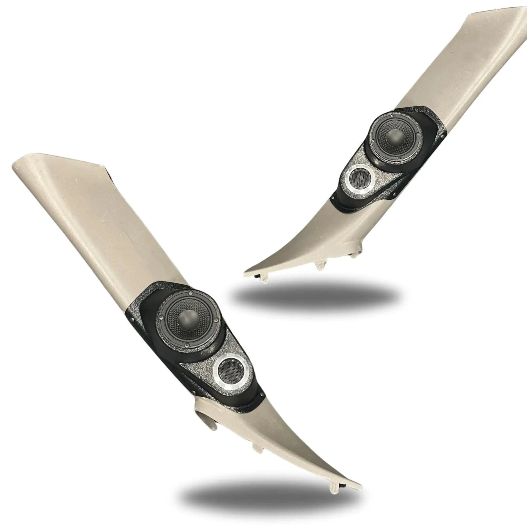 A-Pillar 3.5 in and 2.0 in Speaker Pods for 2000-2006 Cadillac Escalade Chevrolet Avalanche Silverado Tahoe Suburban GMC Sierra Yukon A-Pillar Custom Speaker Pods for the 2000-2006 Cadillac Escalade Chevrolet Avalanche Silverado Tahoe Suburban GMC Sierra Yukon to hold 3.5 in and 2.0 in speakers for car audio installation upgrade