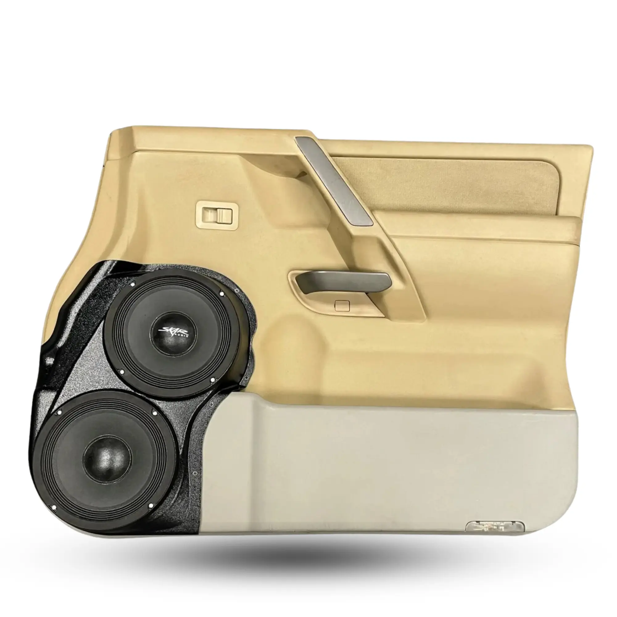 Front Door Dual 8.0 in Speaker Pods for 2004-2007 Infiniti QX56 Nissan Armada Titan Front Door Custom Speaker Pods for the 2004-2007 Infiniti QX56 Nissan Armada Titan to hold Dual 8.0 in speakers for car audio installation upgrade