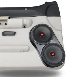 Front Door Custom Speaker Pods for the 2007-2009 Chevrolet Silverado GMC Sierra to hold Dual 8.0 in speakers for car audio installation upgrade