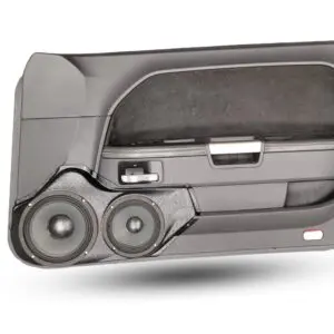 Front Door Custom Speaker Pods for the 2008-2014 Dodge Challenger to hold 8.0 in and 6.5 in  speakers for car audio installation upgrade