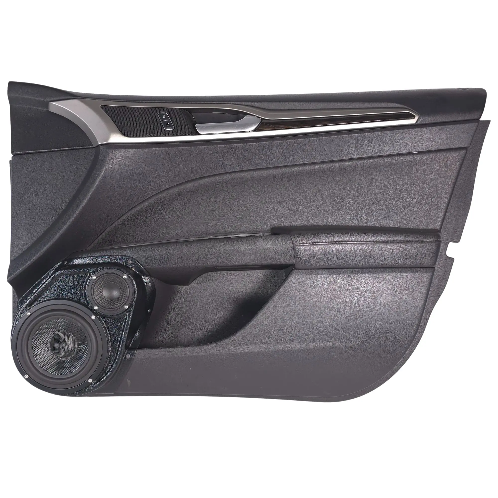 Front Door 6.5 in and 3.5 in Speaker Pods for 2013-2020 Ford Fusion Front Door Custom Speaker Pods for the 2013-2020 Ford Fusion to hold 6.5 in and 3.5 in speakers for car audio installation upgrade