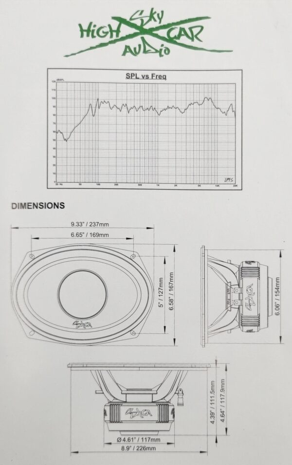 SHCA Pro Audio HD69.4E 6x9" Hybrid Midrange Coaxial Speaker 500 Watts 4 ohm (Single) - Image 5