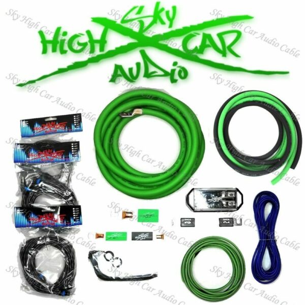 Sky High Car Audio Amp Kit Single 1/0 to Dual 4 Gauge OFC - (RED, GREEN, OR BLUE) - Image 2