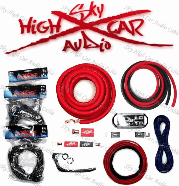 Sky High Car Audio Amp Kit Single 1/0 to Dual 4 Gauge CCA - (RED/BLACK)