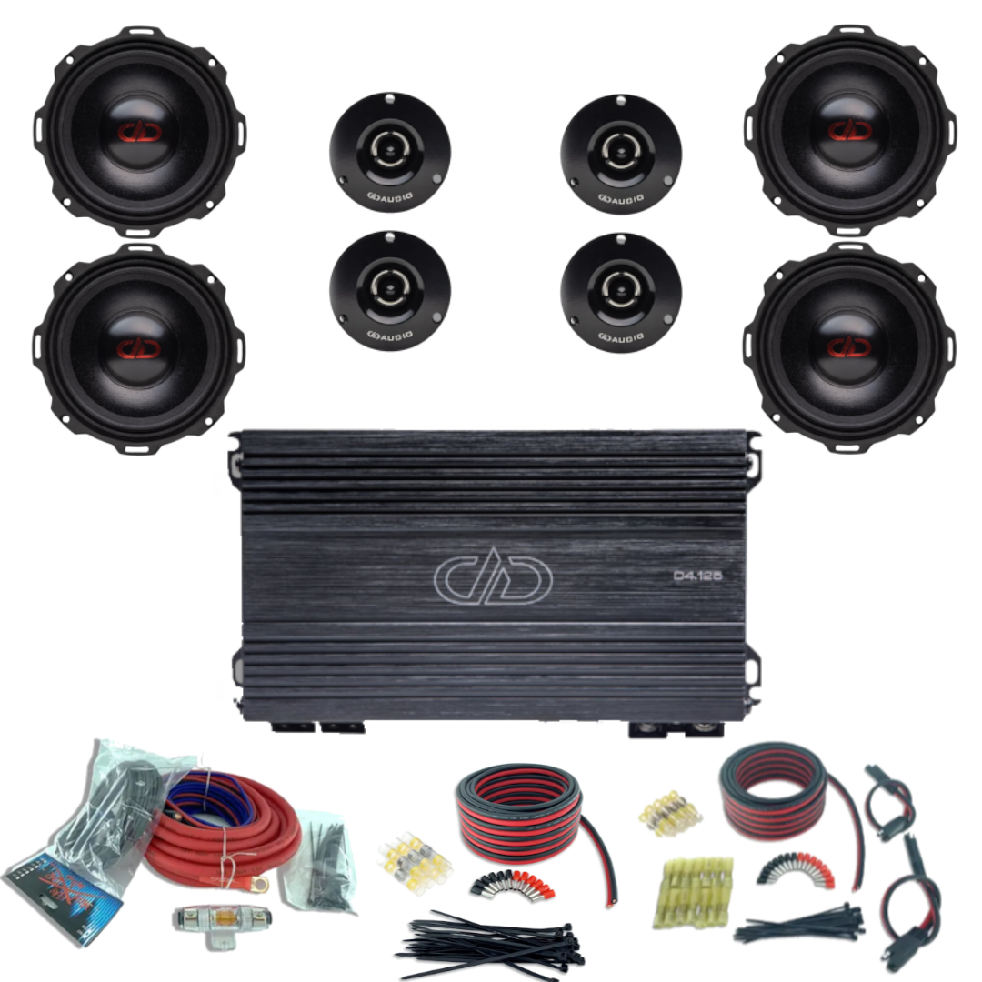 DDAudio 1200 Watt RMS, 4x VOM6.5a 6.5", 4x VOBT25 3.5", D4.125 Loaded Install Kit Custom