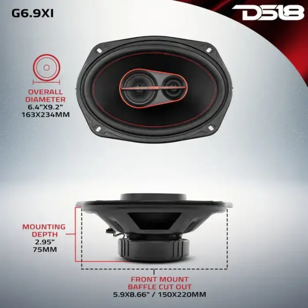 DS18-GEN-X 6x9" 3-Way Coaxial Speakers 60 Watts Rms 4-Ohm - Image 7