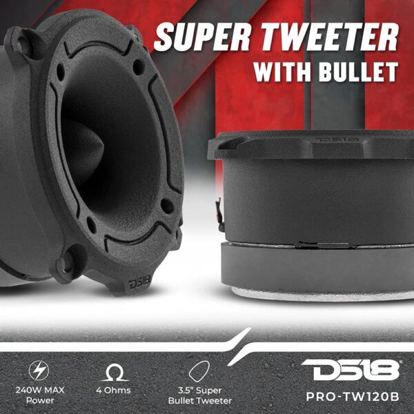 DS18 - Pro TW120B 1" Titanium Super Bullet Tweeter 240 Watts Max 4 Ohm (Pair) - Image 6