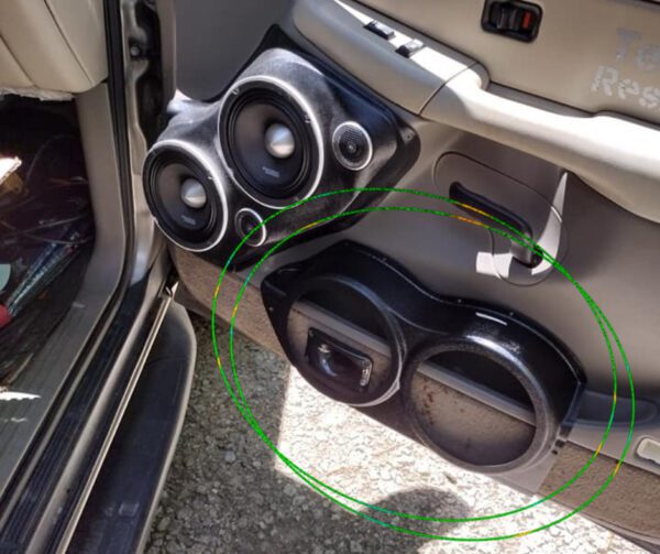 bare pod pair Speaker Upgrade for the Front Door of your 2000-2006 Chevrolet Tahoe, Suburban, Avalanche, Silverado. GMC Yukon, Sierra. Cadillac Escalade. Easy installation of a Dual 8" Midrange for the most powerful car stereo possible.