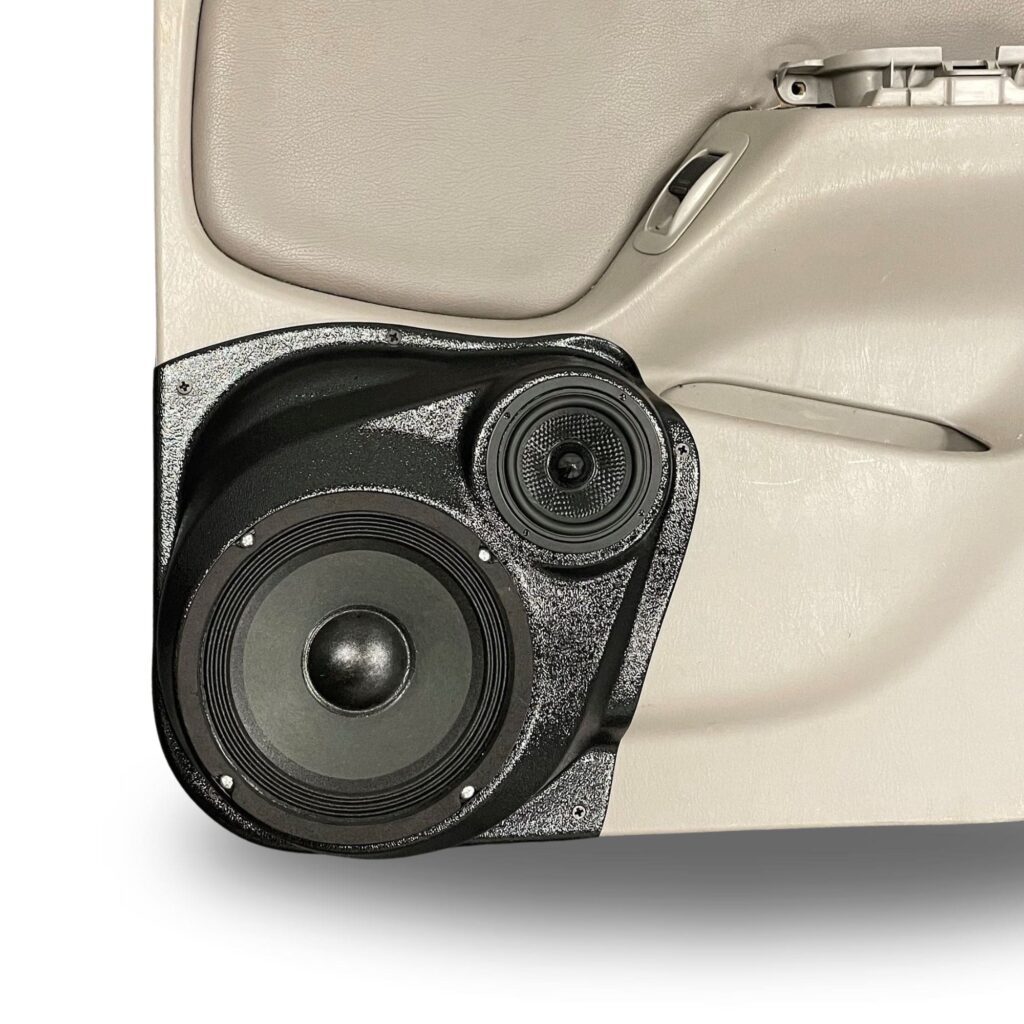 customer image Speaker Upgrade for the Rear Door of your 2001-2004 Toyota Tacoma. Easy installation of a 6.5" and 3.5" Midrange or Tweeter for the most powerful car stereo possible.