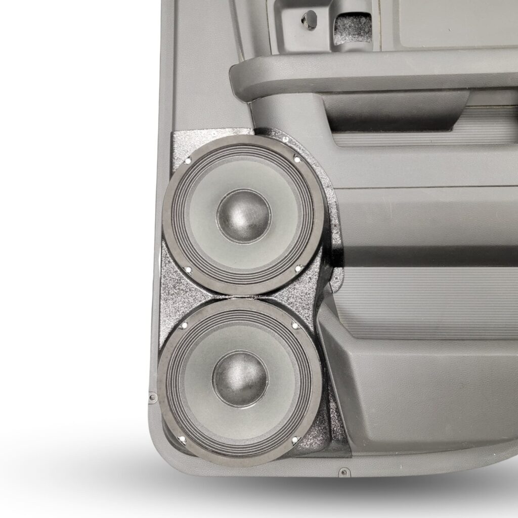 customer image Speaker Upgrade for the Rear Door of your 2009-2018 Dodge Ram 1500, 2500. 2019-2024 Dodge Ram 2500, 1500 Classic. Easy installation of a Dual 8" Midrange for the most powerful car stereo possible.