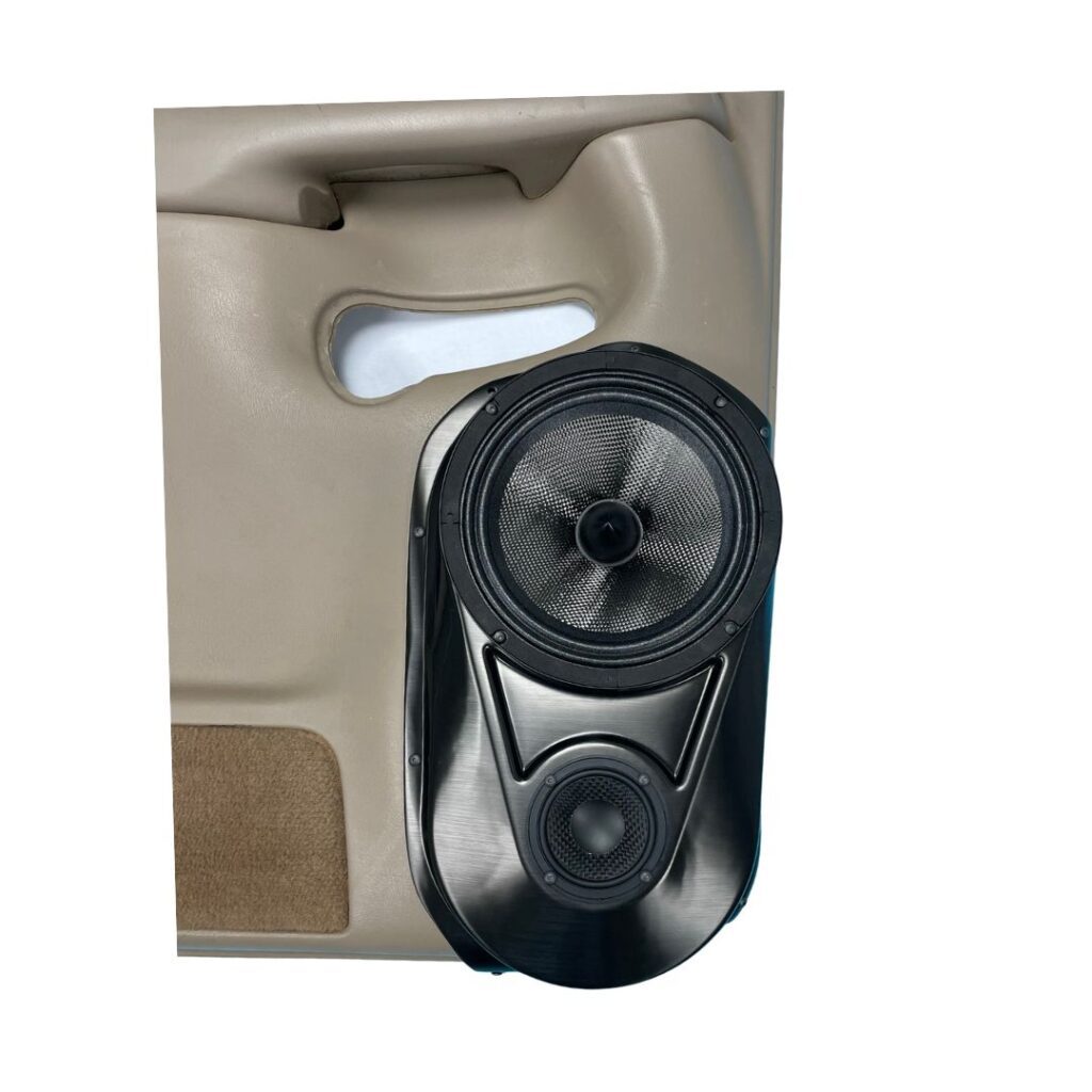 center ortho Speaker Upgrade for the Rear Door of your 2000-2006 Chevrolet Tahoe, Suburban, Avalanche, Silverado. GMC Yukon, Sierra. Cadillac Escalade. Easy installation of a 8" and 3.5" Super Tweeter for the most powerful car stereo possible.