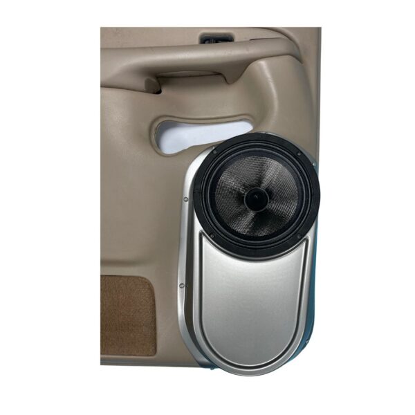 center ortho Speaker Upgrade for the Rear Door of your 2000-2006 Chevrolet Tahoe, Suburban, Avalanche, Silverado. GMC Yukon, Sierra. Cadillac Escalade. Easy installation of a Single 8" Midrange for the most powerful car stereo possible.