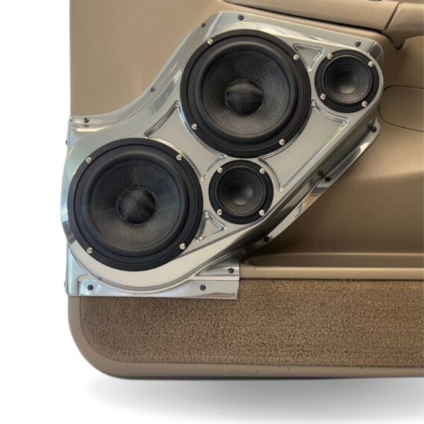 center ortho Speaker Upgrade for the Front Door of your 2000-2006 Chevrolet Tahoe, Suburban, Avalanche, Silverado. GMC Yukon, Sierra. Cadillac Escalade. Easy installation of a Dual 6.5" Midrange and Dual 3.5" Super Tweeter for the most powerful car stereo possible.