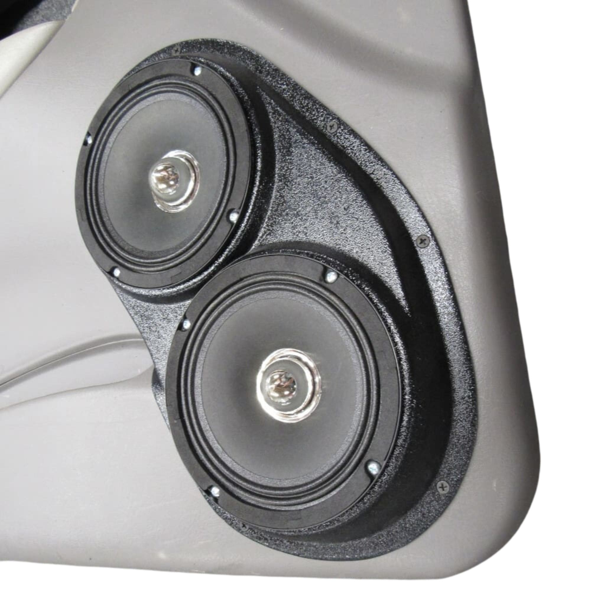 Dual 6.50 in Speaker Pods compatible with the Front Door of a 02