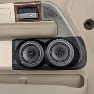 center ortho Speaker Upgrade for the Front Door of your 2004-2008 Ford F150. Easy installation of a Dual 5.25" Midrange for the most powerful car stereo possible.